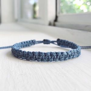 Dusty Blue Square-knot Macrame Bracelet